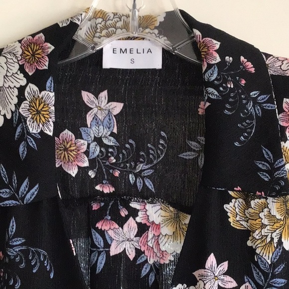 Dark Floral Blouse Kimono Jacket - Picture 1 of 6